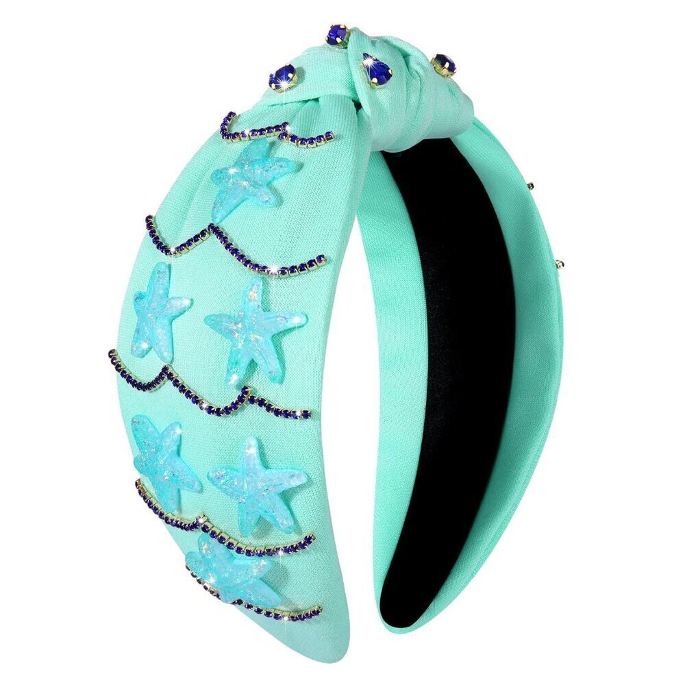 Beach Headband Summer Boho Ocean Shell Rhinestone Knotted Hair Accessory